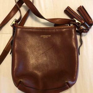 BROWN LEATHER COACH BUCKET BAG CROSSBODY